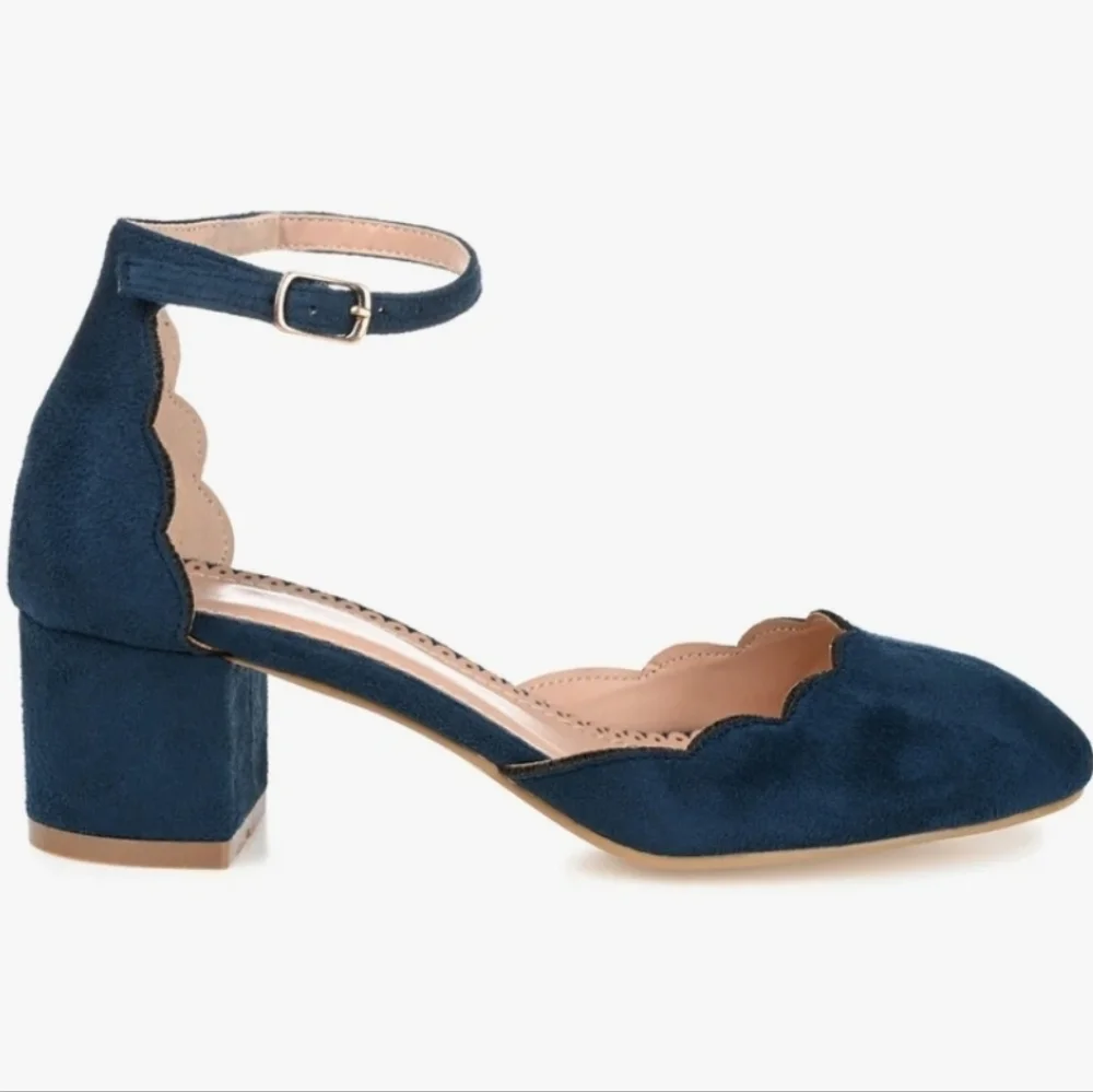 New No Box Journee Collection Women's US 8 Edna Pump Heels Navy Blue - Picture 1 of 13